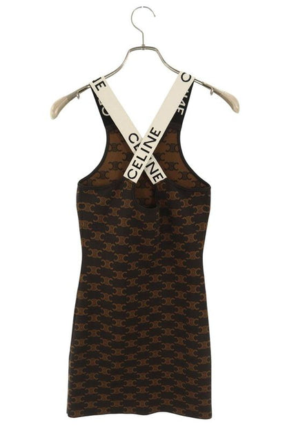 Celine 2ag05916t Triomphe Logo Strap Dress Women's XS