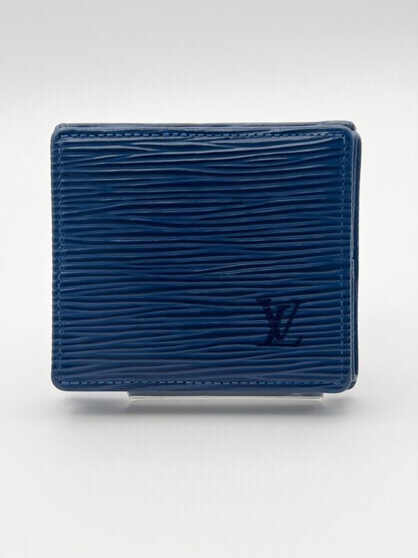 Louis Vuitton Coin Case Coin Case Portmonnais Bois Epi Blue M63695 07bs258