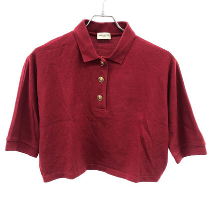 Saint Laurent Paris Cropped Short Sleeve Knit Polo Shirt 693291 Y36um 6258 Red S