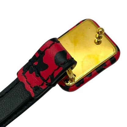 Christian DIOR 23-ma-0241 Bobby Belt Leopard Leather Pink Black Gold [size 80