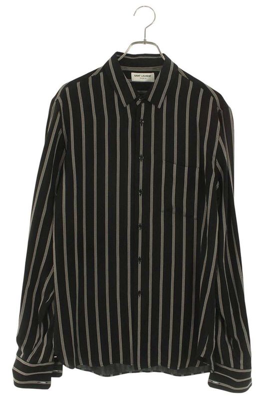 Saint Laurent Paris 20AW 621595 Y1b23 Striped Silk Long Sleeve Shirt Men 39