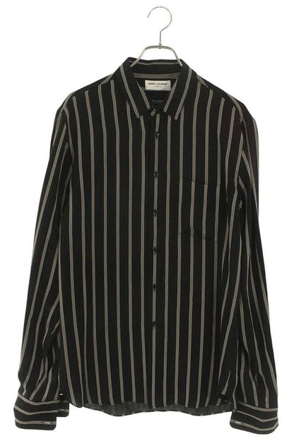 Saint Laurent Paris 20AW 621595 Y1b23 Striped Silk Long Sleeve Shirt Men 39