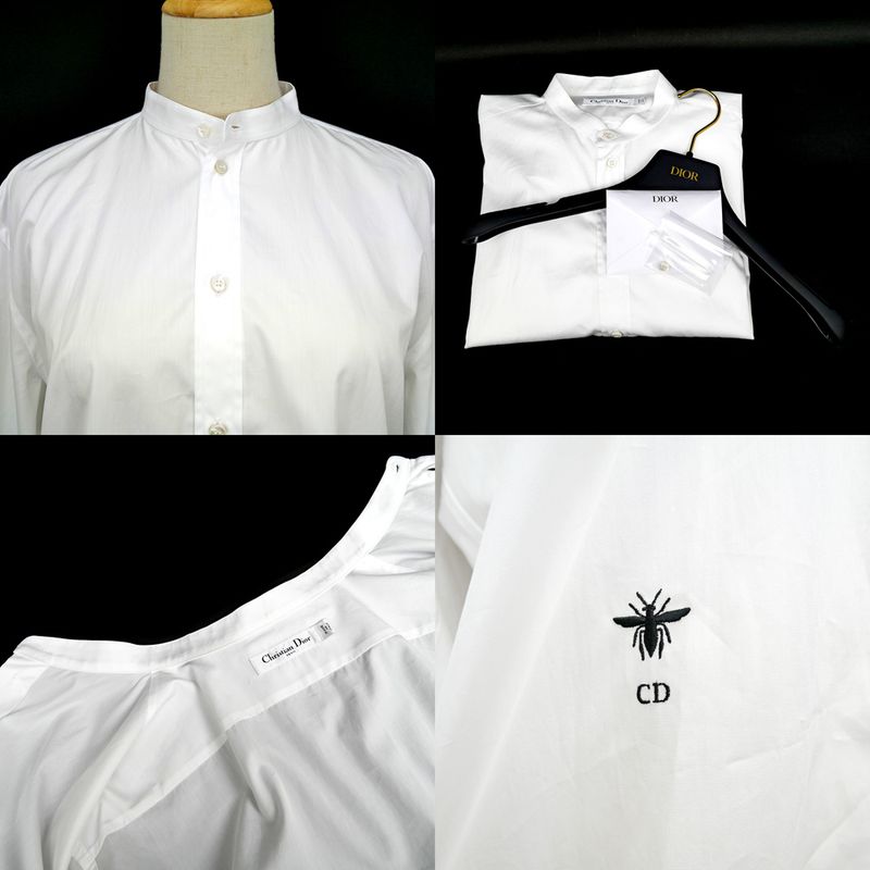 Dior Blouse No Color Bi-white 34 Hachi Logo Embroidery Long Sleeve