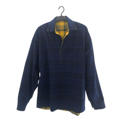 Balenciaga Size M Yellow Blue Cotton 720105tnm27 Long Sleeve Shirt Reversible