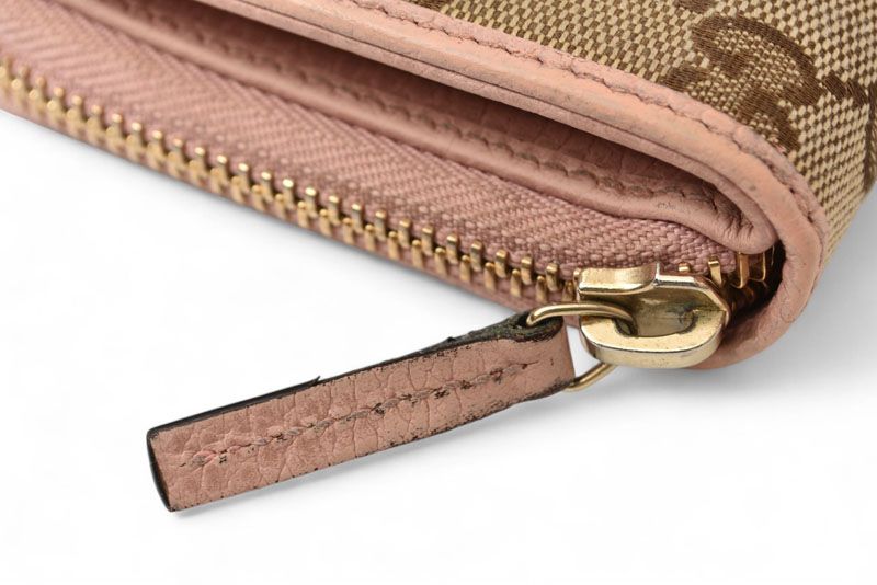 Gucci Wallet Fold Gucci Fold Wallet GG Canvas GG Beige Pink 346056