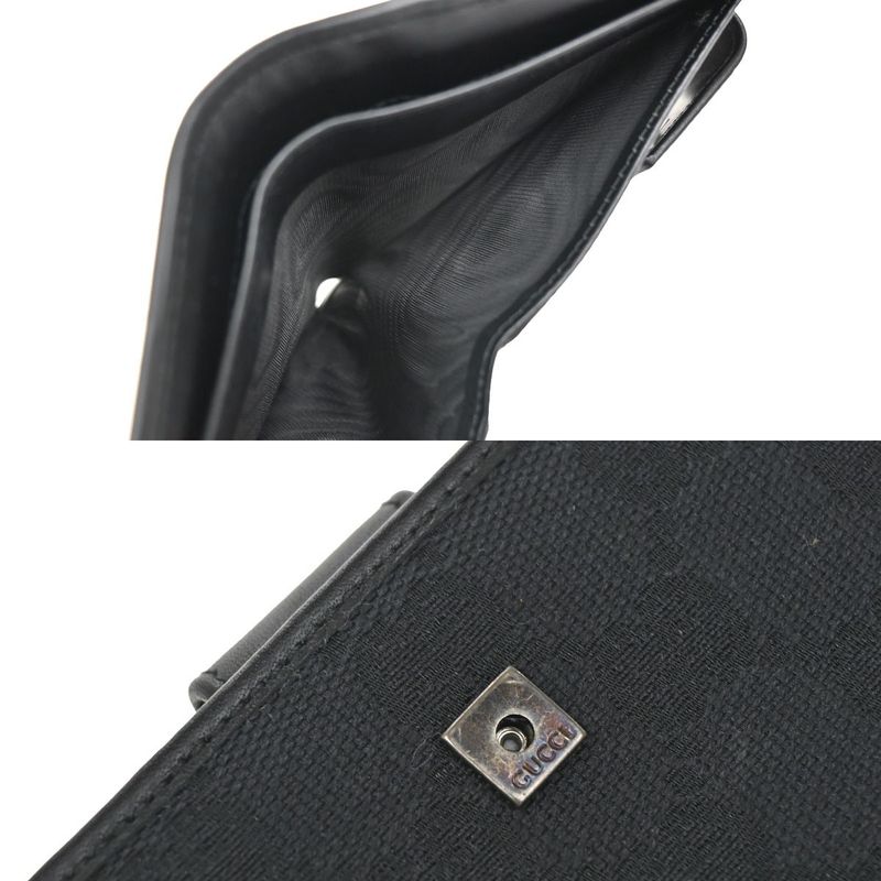 Gucci Wallet GG Bifold Wallet Black Canvas Leather 35ka628