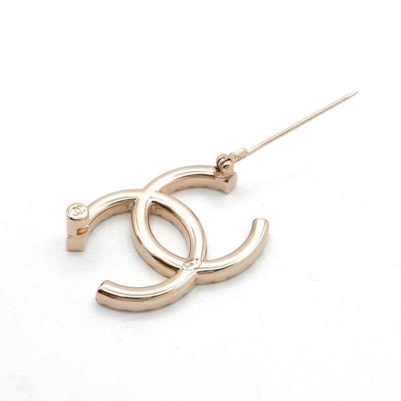 Chanel Brooch Corsage Gold Here Mark Rhinestone