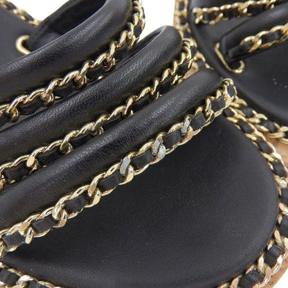 Chanel Leather Coco Mark Chain Strap Sandals G35779 35C Approx 22.5cm (8.86in)