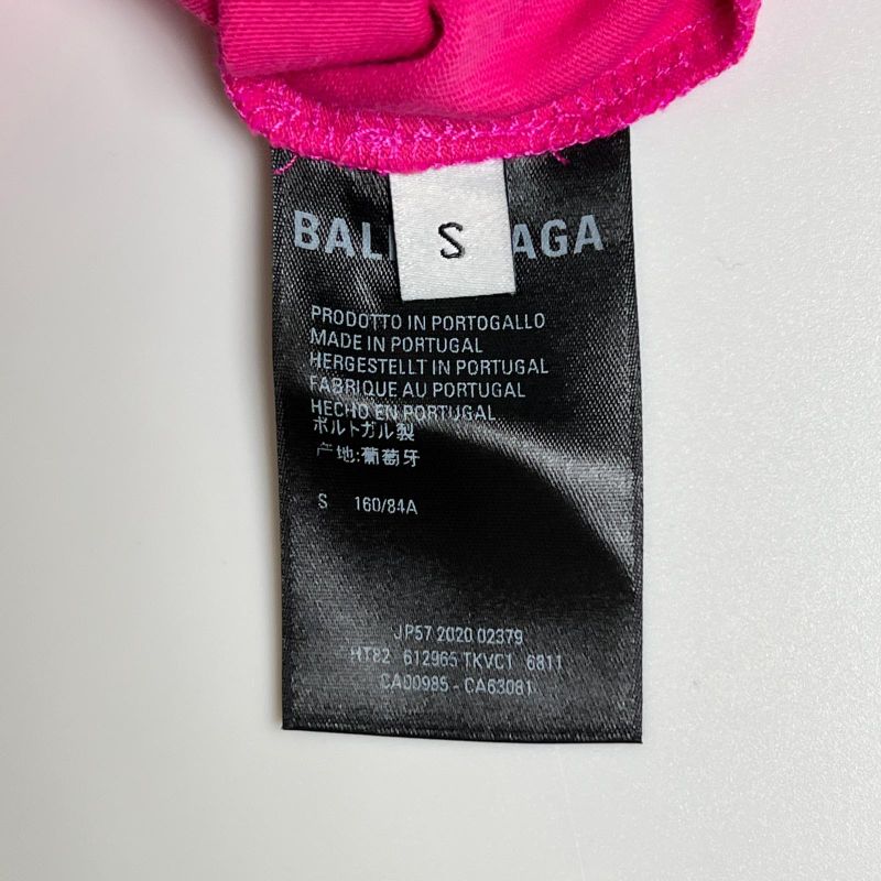 Balenciaga 612965 Logo Print Crew Neck Short Sleeve T-shirt Pink S Genuine