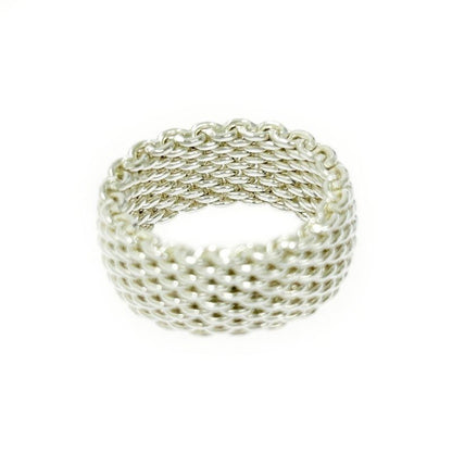 Tiffany & Co Silver Somerset Mesh Ring 8.6g 925 Engraved 412133 Ring