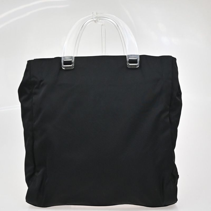 Prada Hand Bag Tote Bag Logo Nylon Black 67ka853