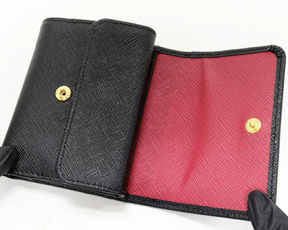Prada Saffiano Multicolor Compact Wallet With Coin Purse Saffiano Leather Nero