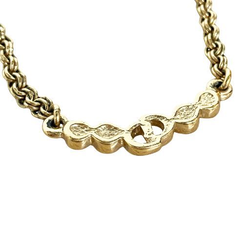Christian DIOR Necklace Metal Vintage Rhinestone CD Logo Gold
