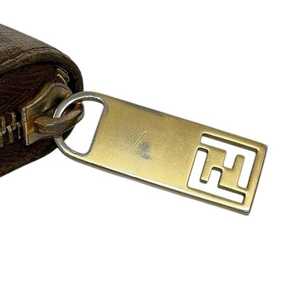 Fendi Round Zipper Long Wallet Brown Zucchino 8m0024