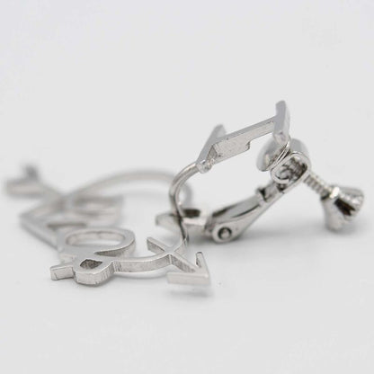 Christian DIOR Earrings Heart Arrow Silver Color Accessories Ladies With