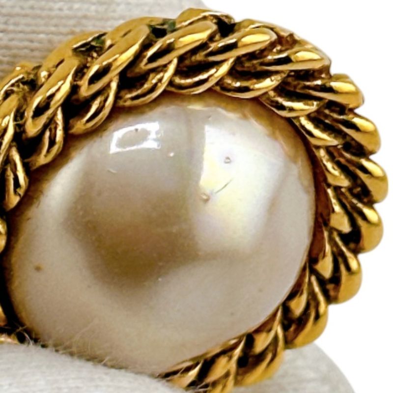 Chanel Vintage Faux Pearl Earrings Chanel Gold With Box