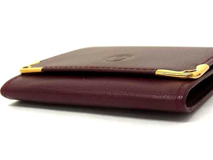 Cartier Must Line Leather Coin Case Coin Purse Ladies Men's Bordeaux