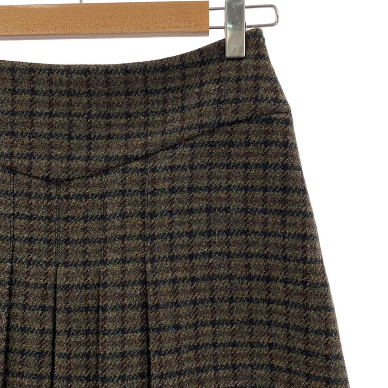 Celine - Wool Check Pleated Long Skirt - 38 - Multicolor - Women