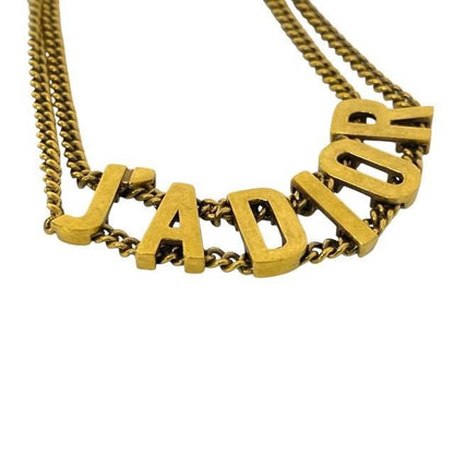 Christian DIOR J'adior 2 Chain Choker Necklace Antique Gold Metal