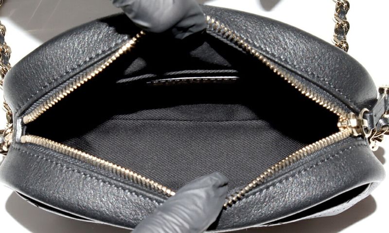 Chanel Chain Shoulder Bag Matelasse Camera Bag Calf Black Gold Hardware As0137