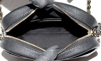 Chanel Chain Shoulder Bag Matelasse Camera Bag Calf Black Gold Hardware As0137