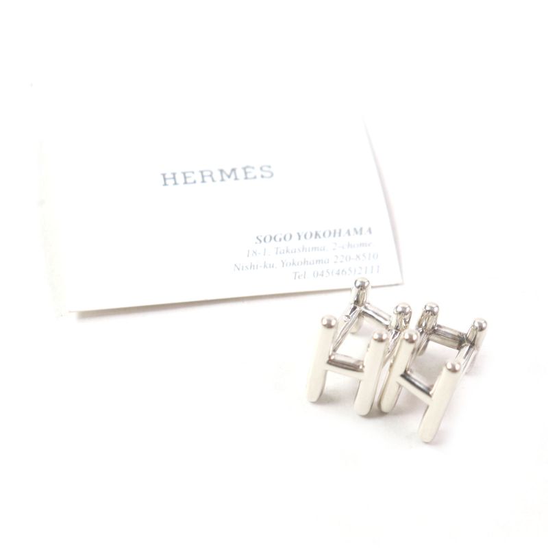 Hermes H2 H Logo Cufflinks Button Cufflinks Ag925 Silver Total Weight 8.8g