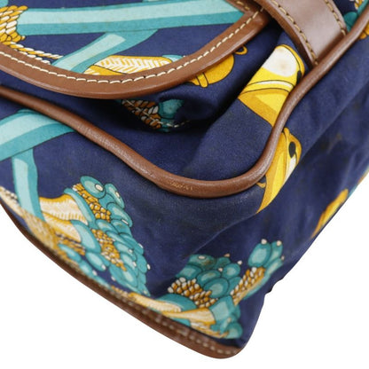 Loewe Collection Line Coleccion Jerez Vintage Canvas Navy Blue Women Shoulder