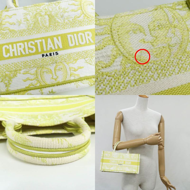 Christian Dior Book Tote Mini M1255zecq Handbag Yellow Canvas Ladies
