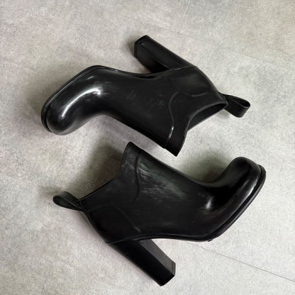 Bottega Veneta Rain Short Boots 38 25cm (9.84in) Black Storage Bag Rubber Boots