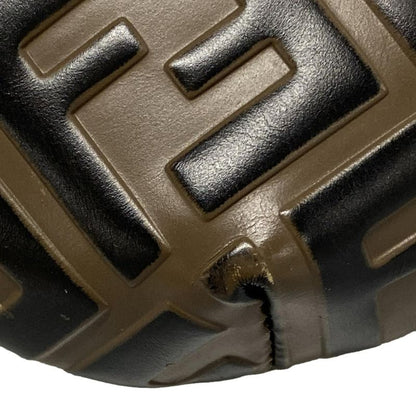 Fendi Waist Pouch Zucca Pattern 7va434 Dark Brown And Black Leather