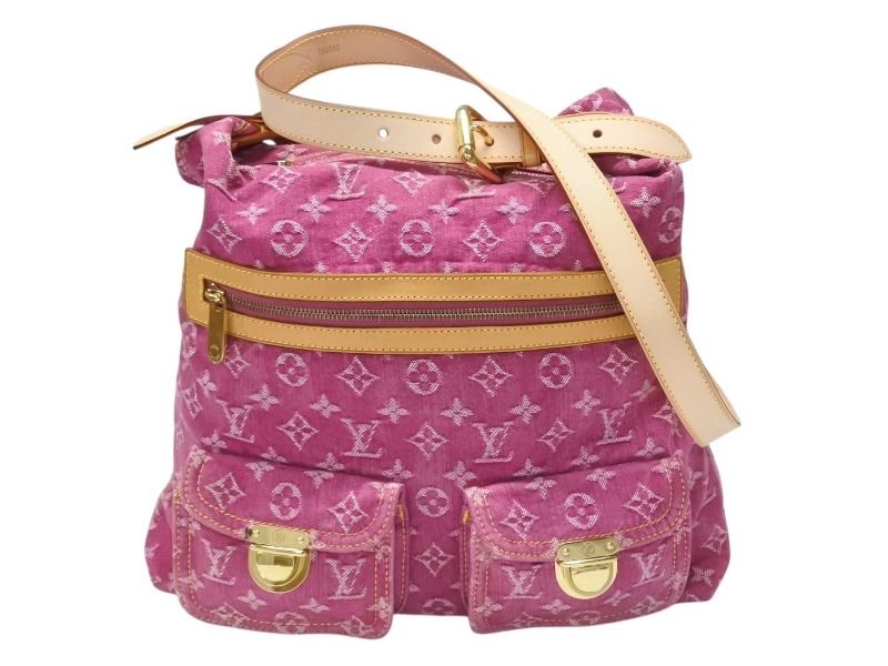 Louis Vuitton Baggy GM Shoulder Bag 2-Way Monogram Denim Pink Gold