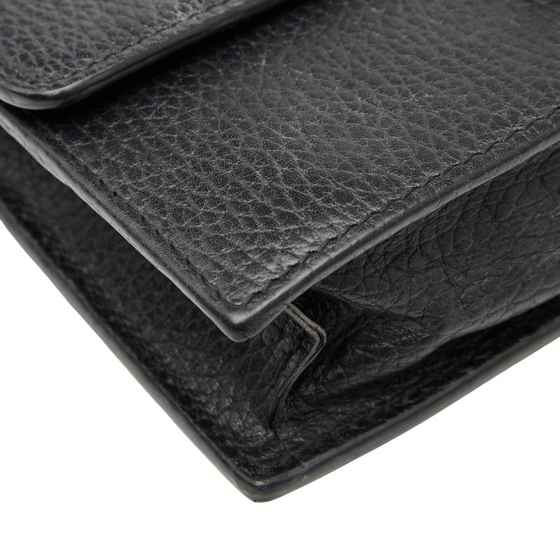 Gucci Interlocking G Long Wallet Chain Wallet Bag 510314 Black Gold Leather