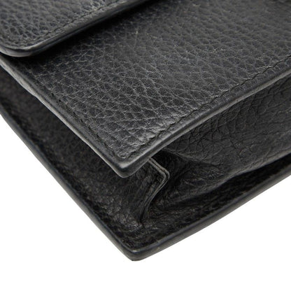 Gucci Interlocking G Long Wallet Chain Wallet Bag 510314 Black Gold Leather