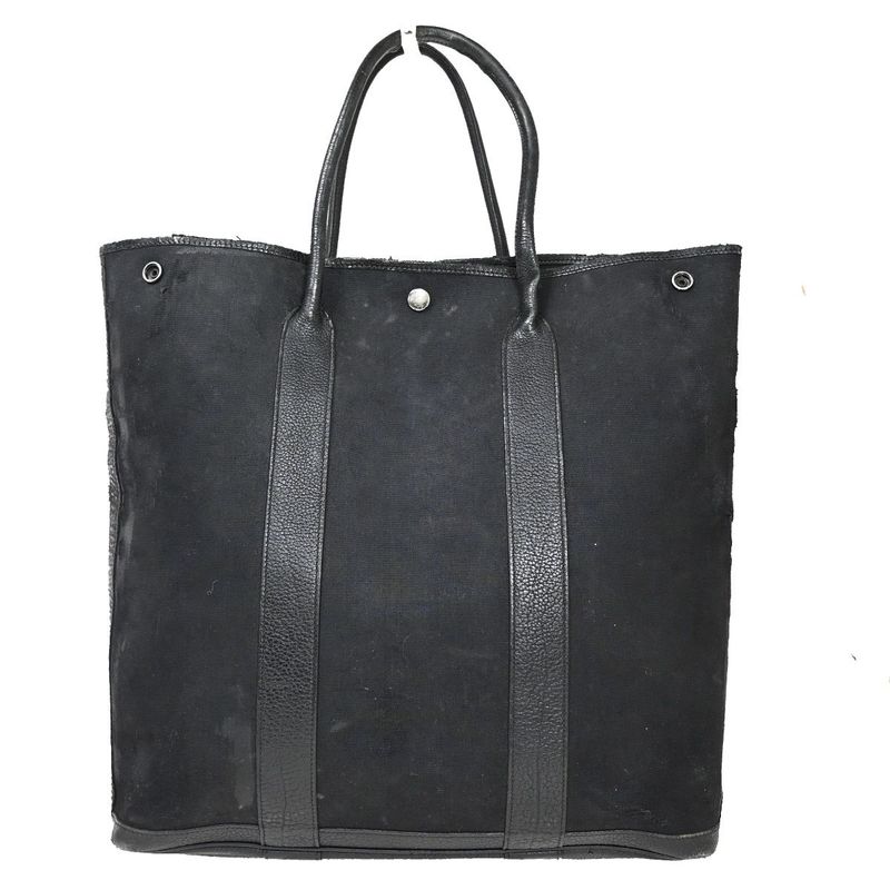 Hermes Garden File Tote Bag Canvas Leather Black ▢I 69fa285