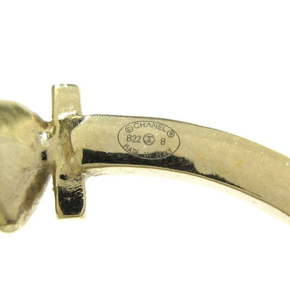 Chanel Earrings Gold X Pink Heart / Coco / Rhinestone / Hoop