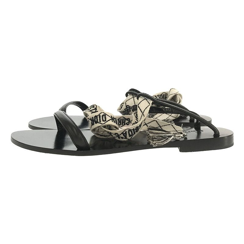 Christian DIOR | J'adior Ankle Ribbon Flat Sandals | 38 | Black | Women's