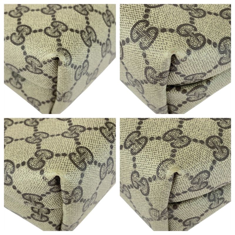 Gucci Vintage Sherry Line Beige Brown GG Supreme Canvas Tote Shoulder Bag 505385