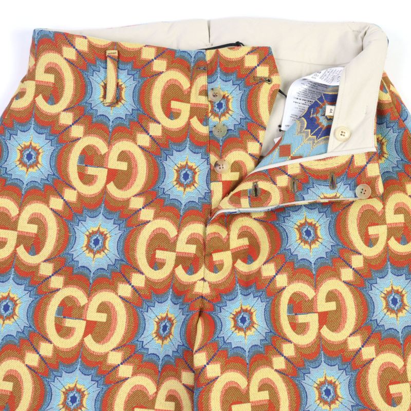 Gucci 675277 Z8asy GG Kaleidoscope Equestrian Inspired Lambleather Used Pants
