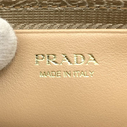 Prada Triangle Shoulder Bag Chain Bag Mini Bag 1nr015 Raffia Beige Women