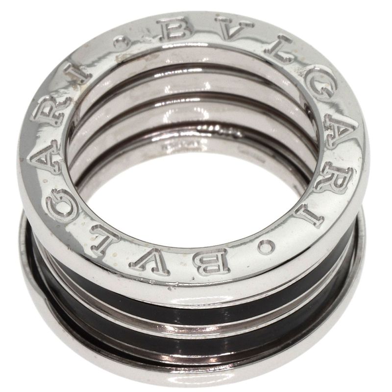 Bvlgari B-zero1 4-band Black Enamel #47 Ring 18K White Gold Ladies