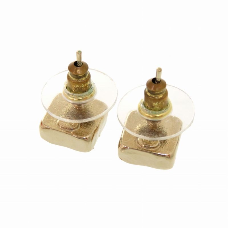 Chanel Coco Mark Square Stone Gold Earrings I24C Accessories 0813 Chanel