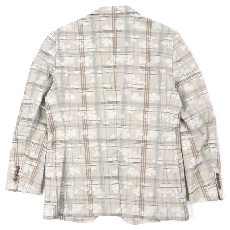  Hermes Clover Checked Single Cotton Jacket Ancon Tailored Jacket Beige 50