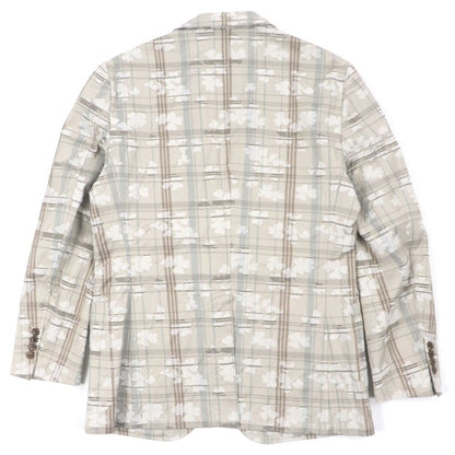  Hermes Clover Checked Single Cotton Jacket Ancon Tailored Jacket Beige 50