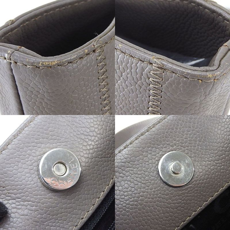 Chanel Tote Bag Chocobar 9th Soft Caviarskinleather Greyish Silver Hardware