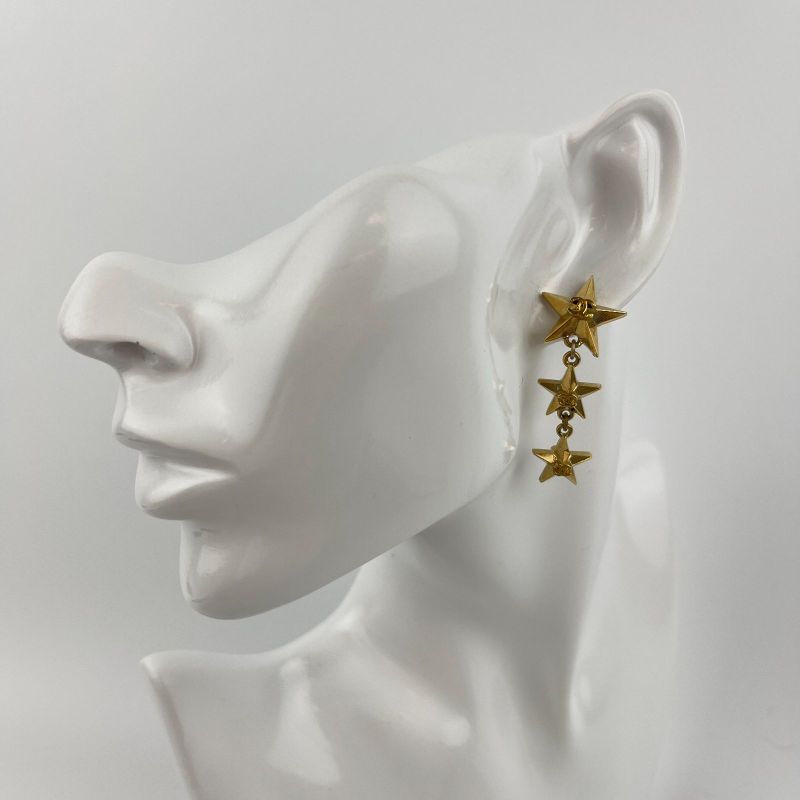 Chanel Coco Mark Accessories Earrings Star Motif Gold A17C Vintage Ladies