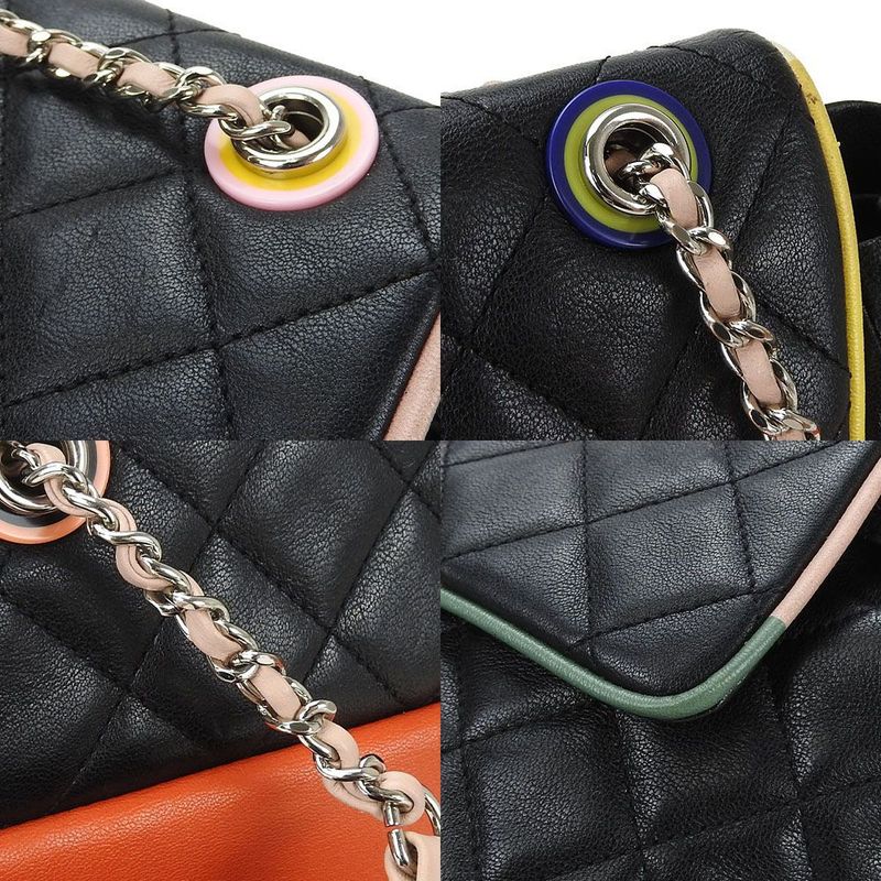 Chanel Backpack Matelasse Coco Mark Lambskin Leather 23rd Black Multicolor