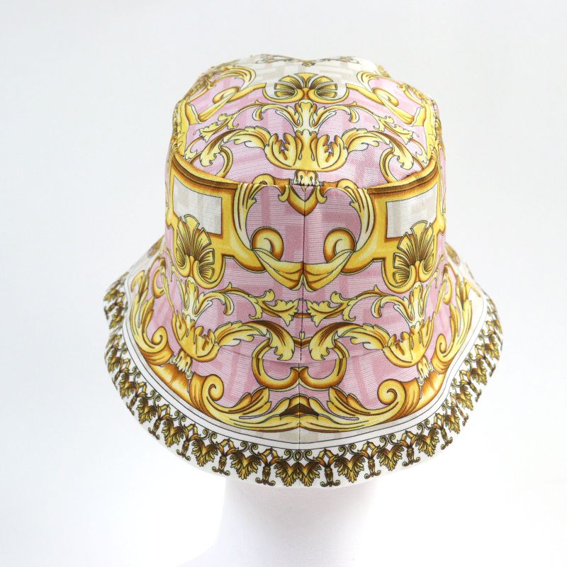 Fendace Fxq698 Silk Fendi Versace Reversible FF Logo Allover Hat With Logo