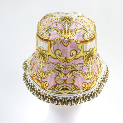 Fendace Fxq698 Silk Fendi Versace Reversible FF Logo Allover Hat With Logo