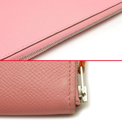 Hermes Azap Silkwin Long Wallet Long Wallet Pink And Orange Silver Hardware