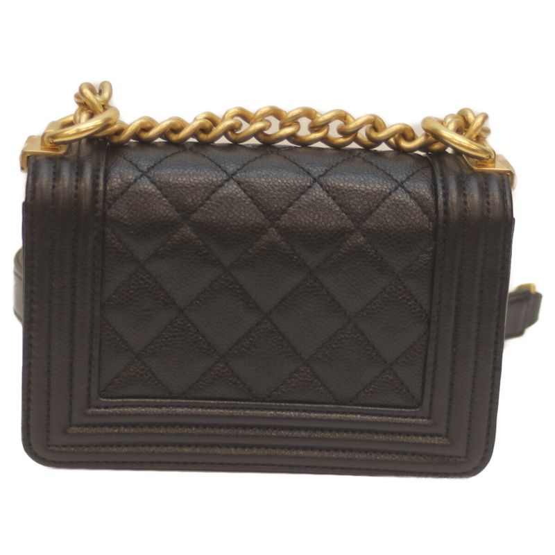 Chanel A67364 Black Caviar Skin Ghardware Mini Boy Chanel 15 Chain Shoulder Bag